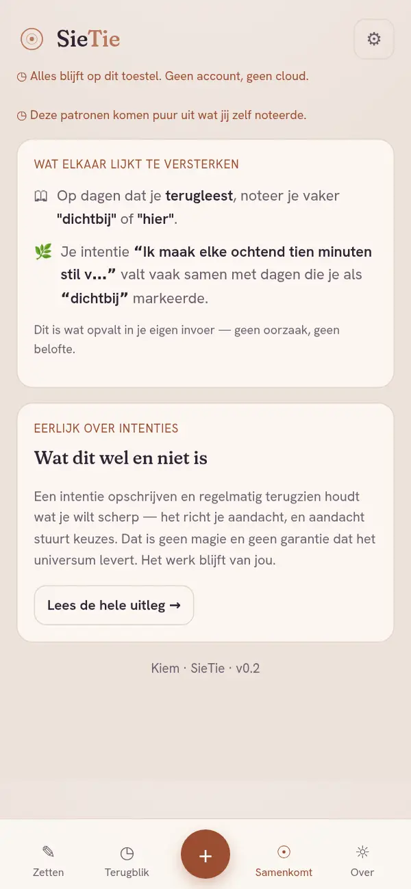 Kiem — wat samenkomt: observaties uit je eigen invoer