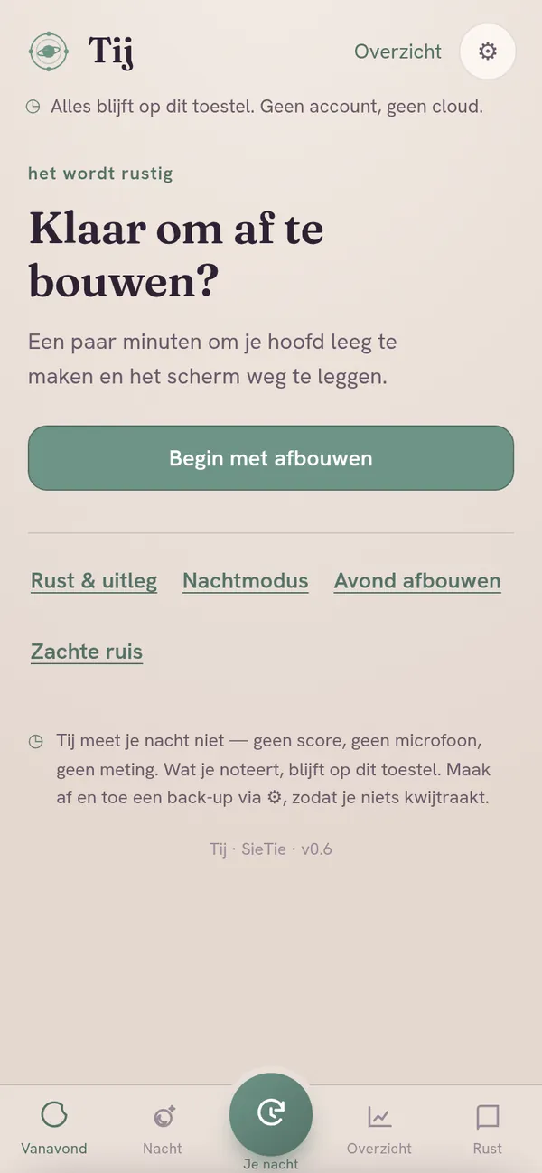 Tij — avondscherm: rustig afbouwen voor het slapen